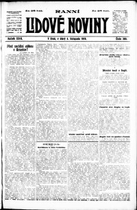 Lidov noviny z 4.11.1919, edice 1, strana 1