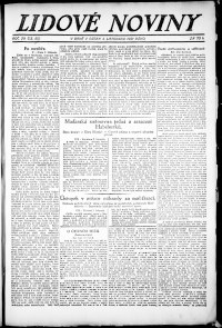 Lidov noviny z 4.11.1921, edice 1, strana 1