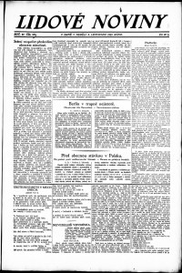 Lidov noviny z 4.11.1923, edice 1, strana 1