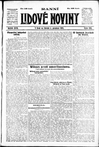 Lidov noviny z 4.12.1919, edice 1, strana 1