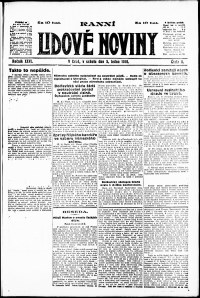 Lidov noviny z 5.1.1918, edice 1, strana 1