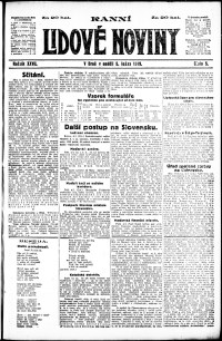 Lidov noviny z 5.1.1919, edice 1, strana 1