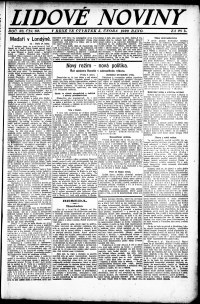 Lidov noviny z 5.2.1920, edice 1, strana 1