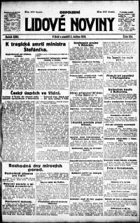 Lidov noviny z 5.5.1919, edice 2, strana 1