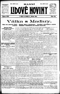 Lidov noviny z 5.6.1919, edice 1, strana 1
