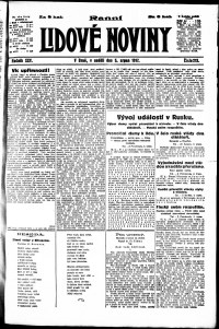Lidov noviny z 5.8.1917, edice 1, strana 1