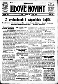 Lidov noviny z 5.9.1914, edice 1, strana 1