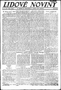 Lidov noviny z 5.9.1921, edice 1, strana 1