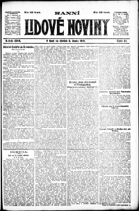 Lidov noviny z 6.2.1919, edice 1, strana 1