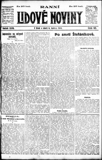 Lidov noviny z 6.5.1919, edice 1, strana 1