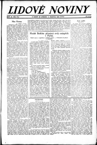 Lidov noviny z 6.6.1923, edice 1, strana 1