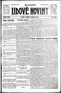 Lidov noviny z 6.7.1919, edice 1, strana 1