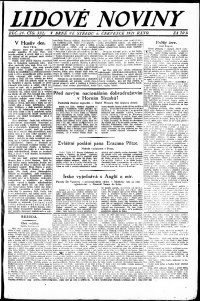 Lidov noviny z 6.7.1921, edice 1, strana 1