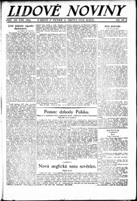 Lidov noviny z 6.8.1920, edice 1, strana 1