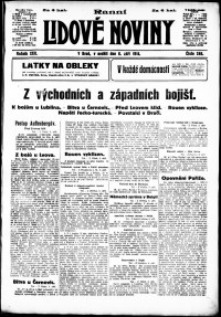 Lidov noviny z 6.9.1914, edice 1, strana 1
