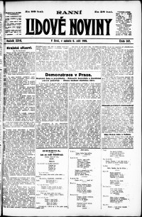 Lidov noviny z 6.9.1919, edice 1, strana 1