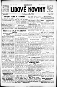 Lidov noviny z 6.9.1919, edice 2, strana 1