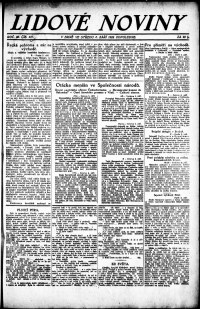 Lidov noviny z 6.9.1922, edice 2, strana 1