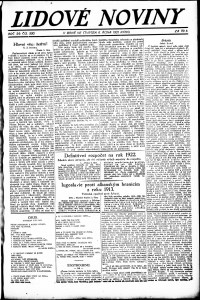 Lidov noviny z 6.10.1921, edice 1, strana 1