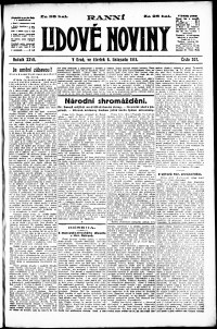 Lidov noviny z 6.11.1919, edice 1, strana 1