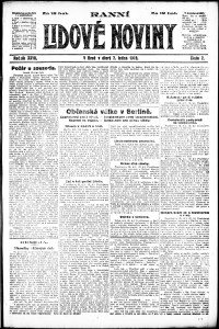 Lidov noviny z 7.1.1919, edice 1, strana 1