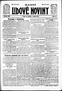 Lidov noviny z 7.2.1918, edice 1, strana 1