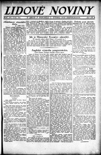 Lidov noviny z 7.2.1921, edice 2, strana 1