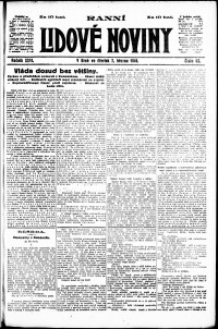 Lidov noviny z 7.3.1918, edice 1, strana 1