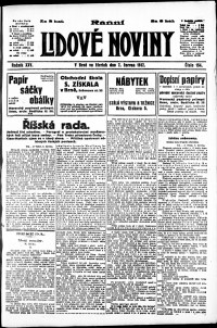 Lidov noviny z 7.6.1917, edice 1, strana 1