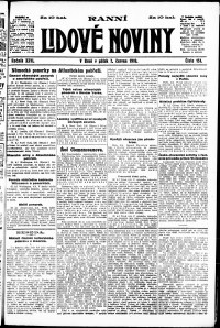 Lidov noviny z 7.6.1918, edice 1, strana 1