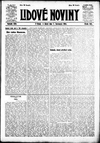 Lidov noviny z 7.7.1914, edice 1, strana 1