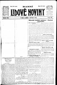 Lidov noviny z 7.7.1918, edice 1, strana 1