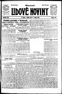 Lidov noviny z 7.8.1917, edice 1, strana 1