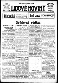 Lidov noviny z 7.9.1914, edice 2, strana 1