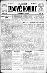 Lidov noviny z 7.9.1919, edice 1, strana 1