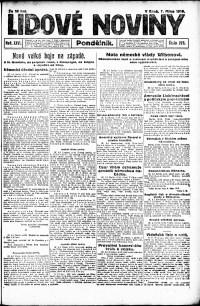 Lidov noviny z 7.10.1918, edice 1, strana 1
