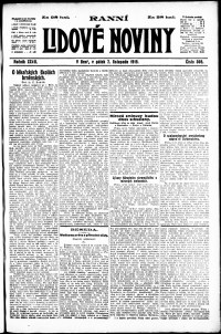 Lidov noviny z 7.11.1919, edice 1, strana 1