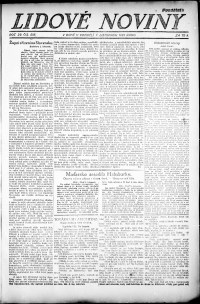 Lidov noviny z 7.11.1921, edice 1, strana 1