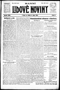 Lidov noviny z 8.1.1919, edice 1, strana 1
