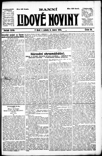 Lidov noviny z 8.2.1919, edice 1, strana 1