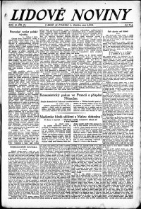 Lidov noviny z 8.2.1923, edice 1, strana 1