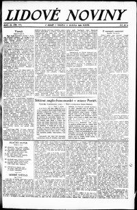 Lidov noviny z 8.4.1923, edice 1, strana 1