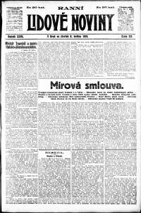 Lidov noviny z 8.5.1919, edice 1, strana 1