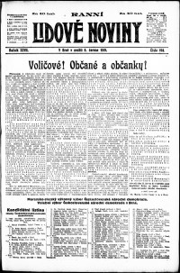 Lidov noviny z 8.6.1919, edice 1, strana 1