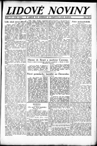 Lidov noviny z 8.6.1921, edice 1, strana 1