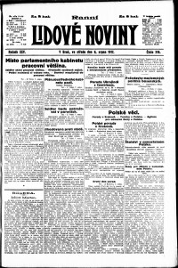 Lidov noviny z 8.8.1917, edice 1, strana 1