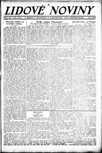 Lidov noviny z 8.11.1920, edice 2, strana 1