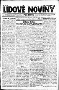 Lidov noviny z 8.12.1919, edice 1, strana 1
