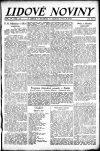 Lidov noviny z 9.1.1921, edice 1, strana 1
