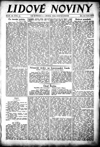 Lidov noviny z 9.1.1924, edice 2, strana 1